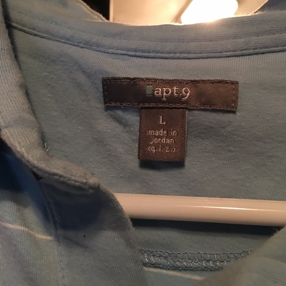 Apt. 9 men’s light blue with white stripes polo L - Picture 2 of 2